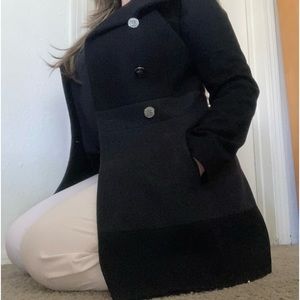 Guess Black Peacoat Double Breasted Wool Blend Coat Jacket Women’s Sz Small